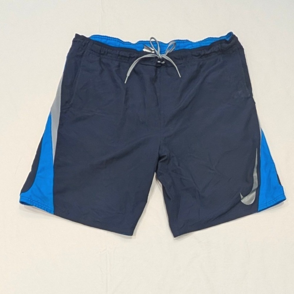 Nike Mens XXL Navy Blue Royal Silver Swim Trunks Board Shorts Mesh Lined
